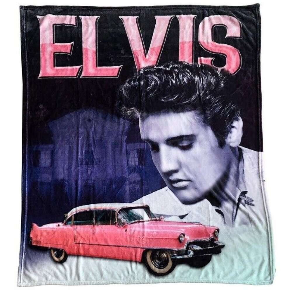 Elvis Presley Pink Cadillac Plush Fleece Throw Gift Blanket King of Rock & Roll